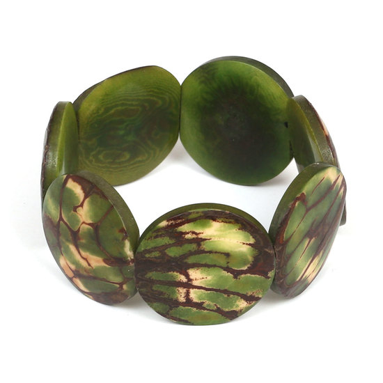 Handgemachtes, elastisches Armband aus olivgrünen...