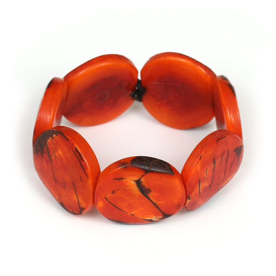 Handgemachtes, elastisches Armband aus orangen...
