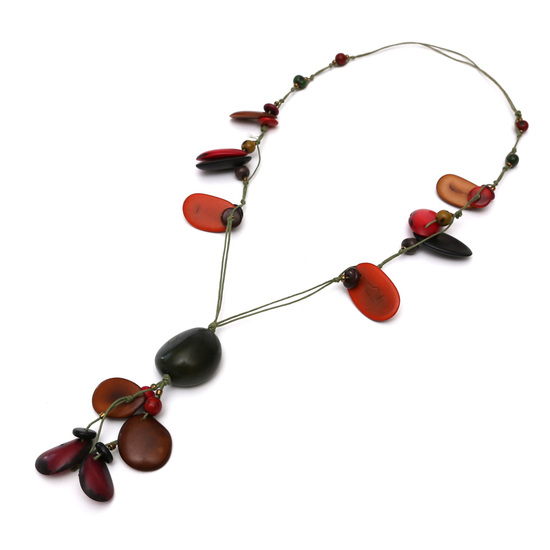 Terrakottafarbene Halskette aus Taguascheiben