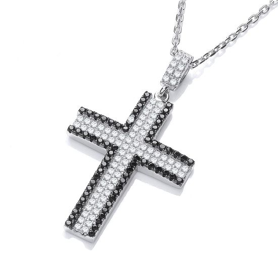 Kreuz mit Kristallen und schwarzen Rändern
