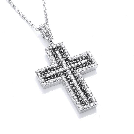 Kreuz mit schwarzen und klaren Zirkoniakristalle