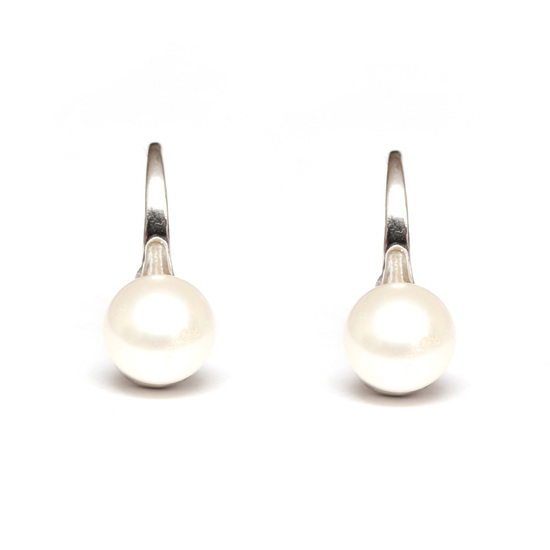 Weiße AAA Perlen (Süßwasserkultur) 9 - 9.5 mm mit Sterlingsilberhaken