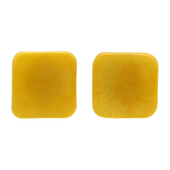 Gelbe Tagua Quadrate Ohrclips, 20mm
